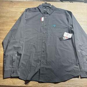 New Antigua NFL Carolina Panthers Button Up Shirt Men's Large Black